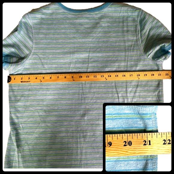Sonoma Striped Mid Weight Short Sleeve Sleep Tee Shirt Size L Blue Gray Yellow - Picture 8 of 11
